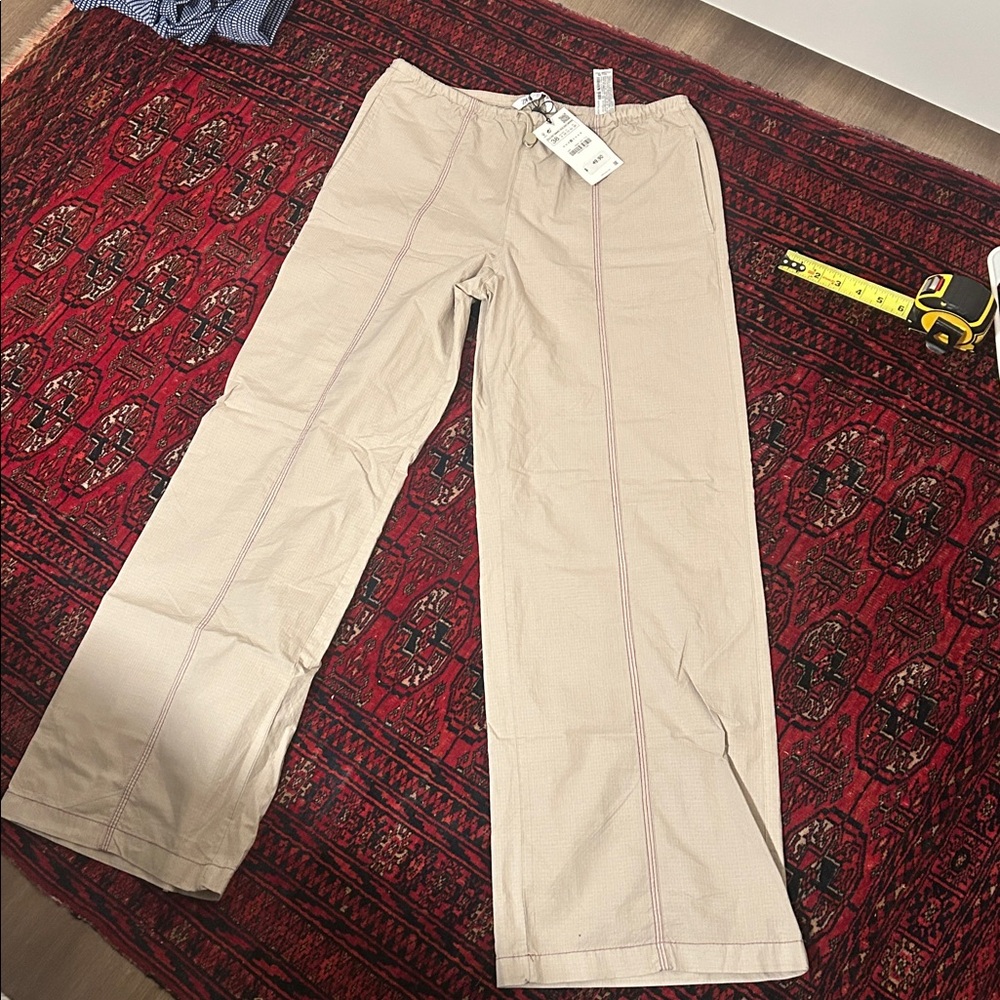 Zara cream parachute pants. 100% cotton